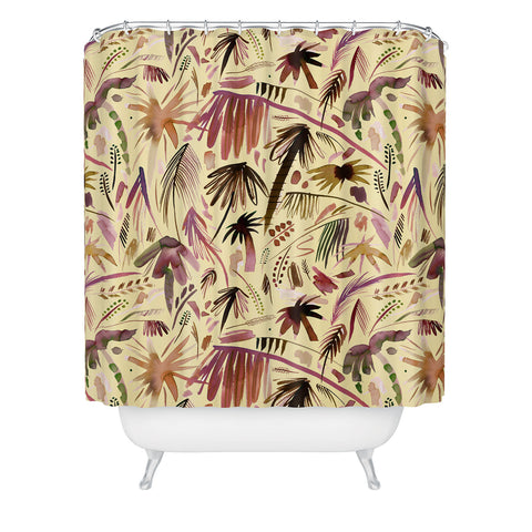 Ninola Design Brushstrokes Palms Terracota Shower Curtain