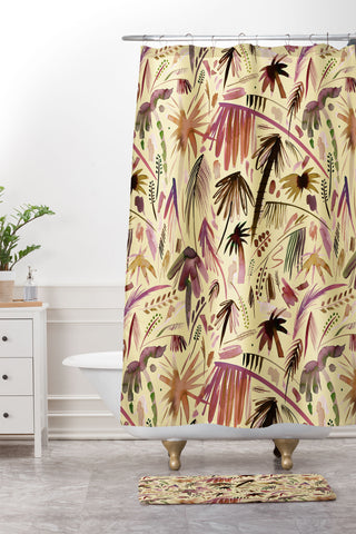 Ninola Design Brushstrokes Palms Terracota Shower Curtain And Mat