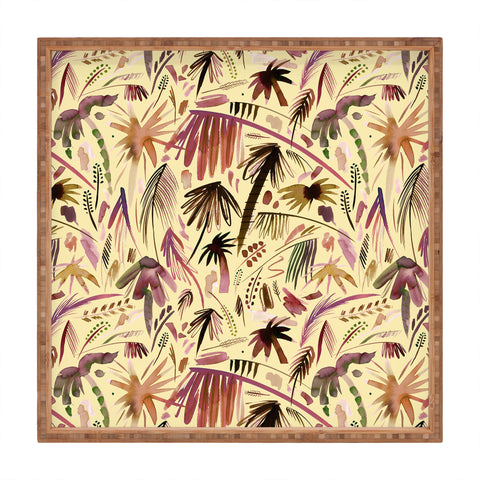Ninola Design Brushstrokes Palms Terracota Square Tray