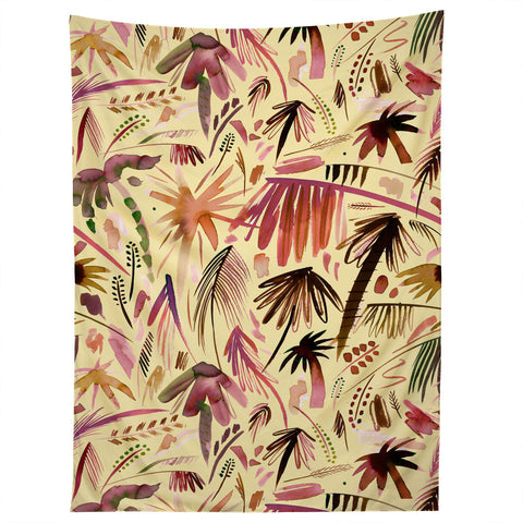 Ninola Design Brushstrokes Palms Terracota Tapestry