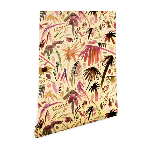 Ninola Design Brushstrokes Palms Terracota Wallpaper