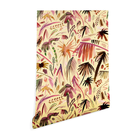 Ninola Design Brushstrokes Palms Terracota Wallpaper