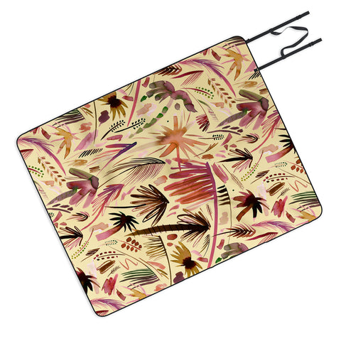 Ninola Design Brushstrokes Palms Terracota Picnic Blanket