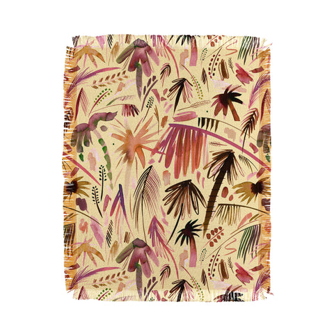 Ninola Design Brushstrokes Palms Terracota Throw Blanket