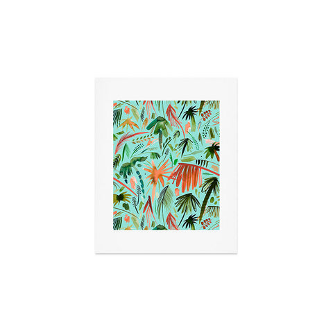 Ninola Design Brushstrokes Palms Turquoise Art Print