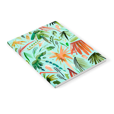 Ninola Design Brushstrokes Palms Turquoise Notebook