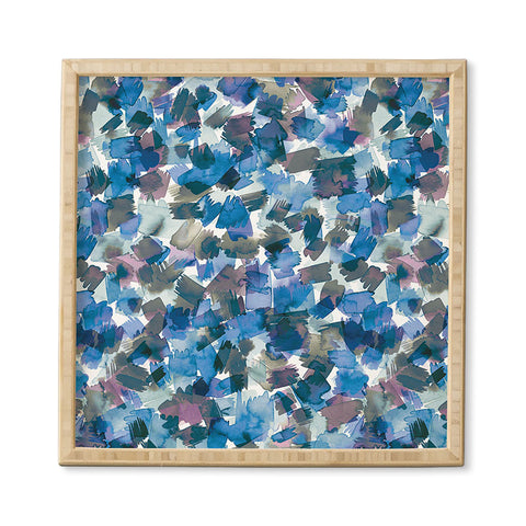 Ninola Design Brushstrokes Rainy Blue Framed Wall Art