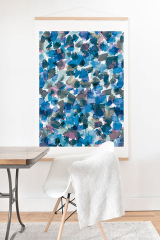 Ninola Design Brushstrokes Rainy Blue Art Print And Hanger