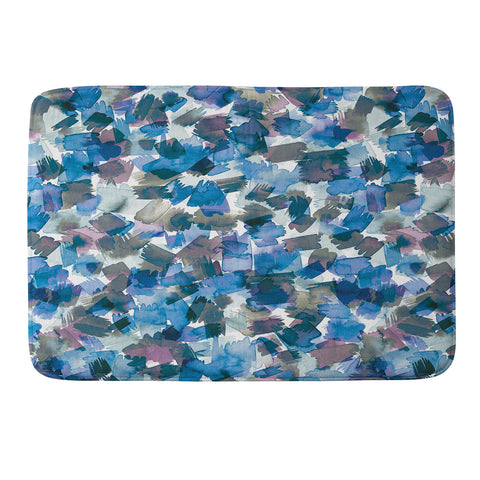 Ninola Design Brushstrokes Rainy Blue Memory Foam Bath Mat