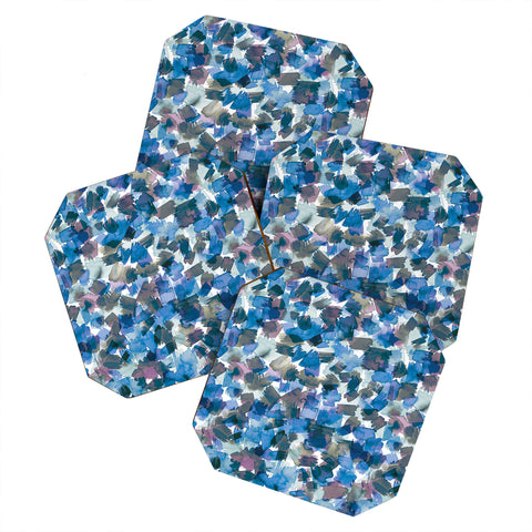 Ninola Design Brushstrokes Rainy Blue Coaster Set