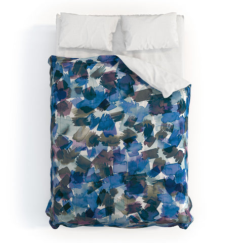 Ninola Design Brushstrokes Rainy Blue Comforter