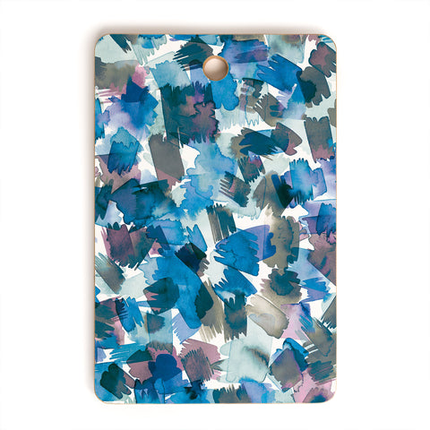 Ninola Design Brushstrokes Rainy Blue Cutting Board Rectangle