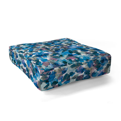 Ninola Design Brushstrokes Rainy Blue Floor Pillow Square