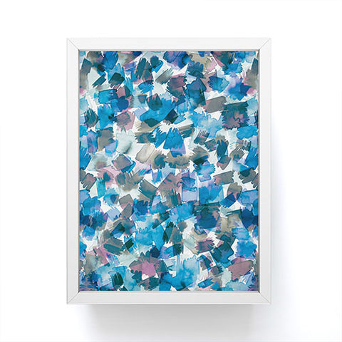 Ninola Design Brushstrokes Rainy Blue Framed Mini Art Print