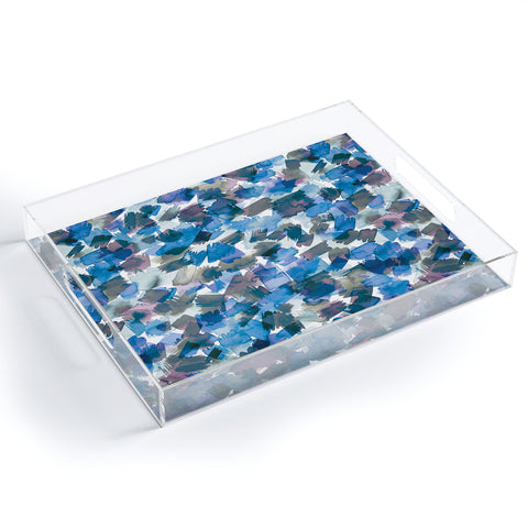 Ninola Design Brushstrokes Rainy Blue Acrylic Tray