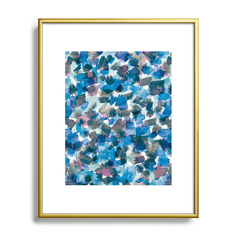 Ninola Design Brushstrokes Rainy Blue Metal Framed Art Print