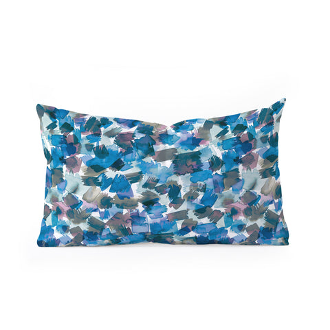 Ninola Design Brushstrokes Rainy Blue Oblong Throw Pillow