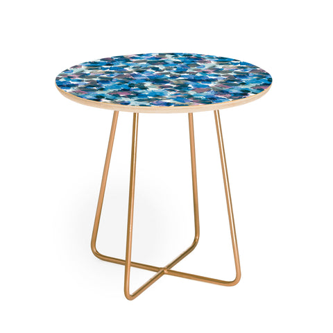 Ninola Design Brushstrokes Rainy Blue Round Side Table