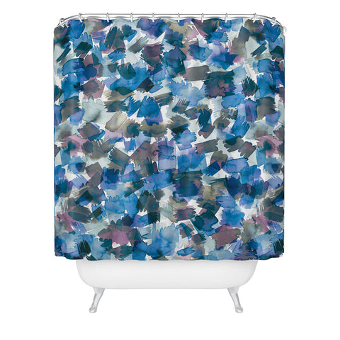 Ninola Design Brushstrokes Rainy Blue Shower Curtain