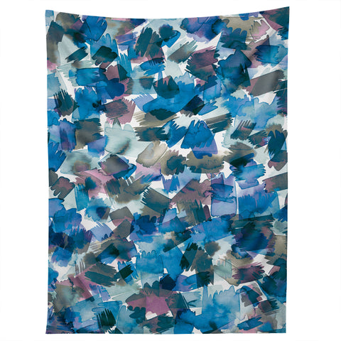 Ninola Design Brushstrokes Rainy Blue Tapestry