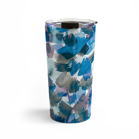 Ninola Design Brushstrokes Rainy Blue Travel Mug