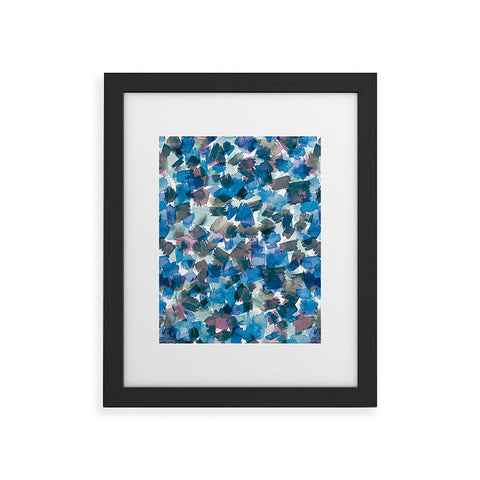 Ninola Design Brushstrokes Rainy Blue Framed Art Print