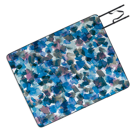 Ninola Design Brushstrokes Rainy Blue Picnic Blanket