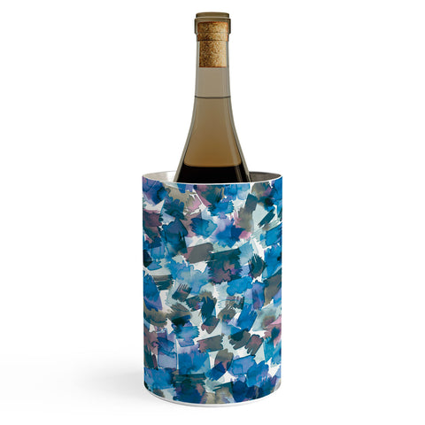 Ninola Design Brushstrokes Rainy Blue Wine Chiller