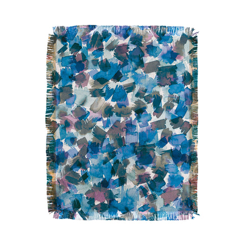 Ninola Design Brushstrokes Rainy Blue Throw Blanket