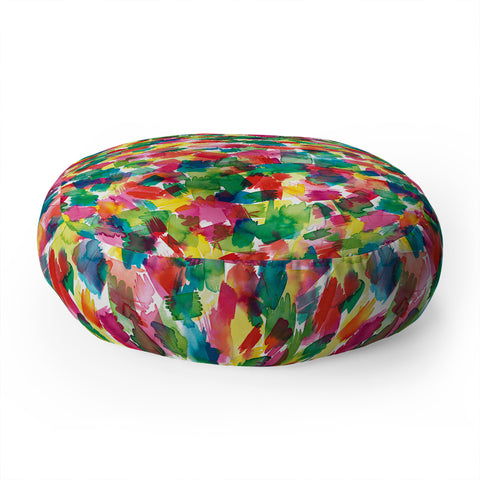 Ninola Design Brushstrokes Spring Colors Floor Pillow Round