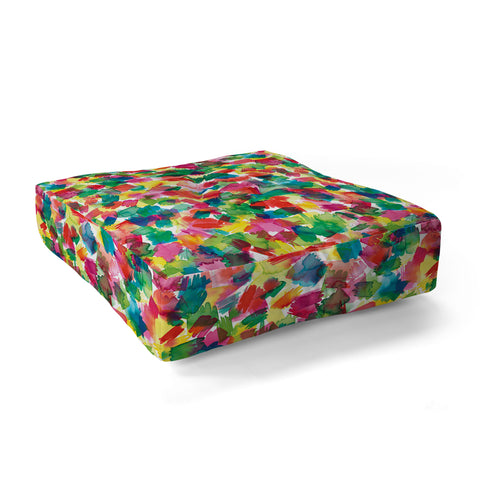 Ninola Design Brushstrokes Spring Colors Floor Pillow Square