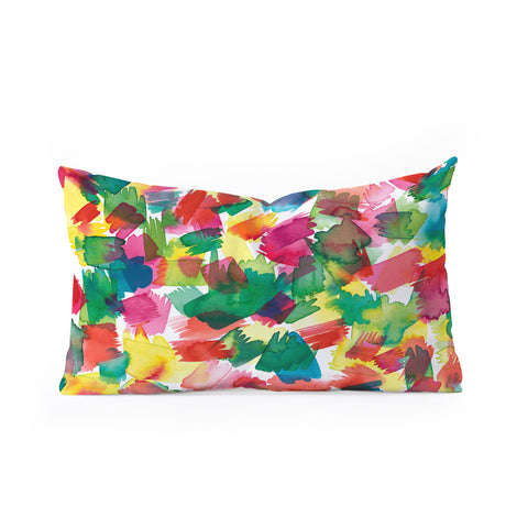 Ninola Design Brushstrokes Spring Colors Oblong Throw Pillow