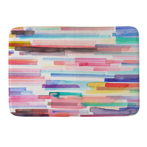 Ninola Design Brushstrokes Stripes Abstract Watercolor Memory Foam Bath Mat