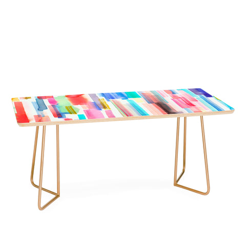 Ninola Design Brushstrokes Stripes Abstract Watercolor Coffee Table