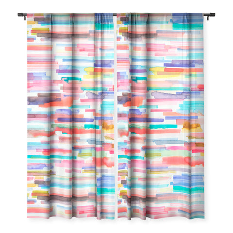 Ninola Design Brushstrokes Stripes Abstract Watercolor Sheer Non Repeat