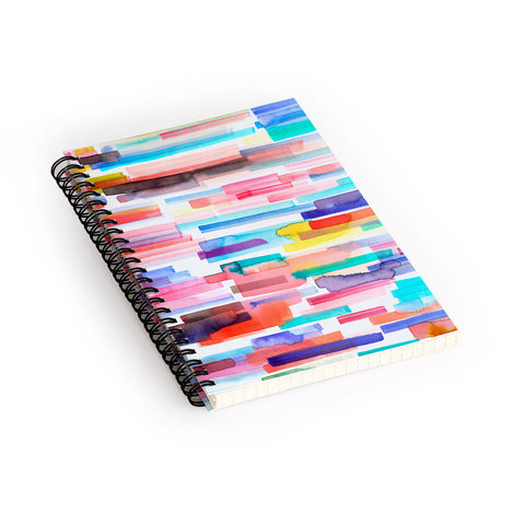 Ninola Design Brushstrokes Stripes Abstract Watercolor Spiral Notebook