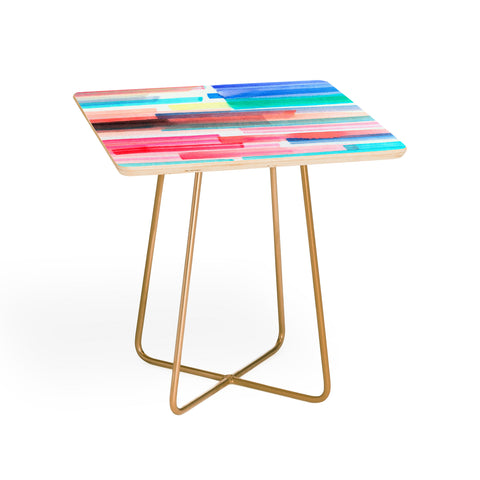 Ninola Design Brushstrokes Stripes Abstract Watercolor Side Table
