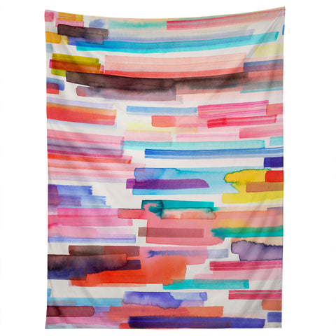 Ninola Design Brushstrokes Stripes Abstract Watercolor Tapestry