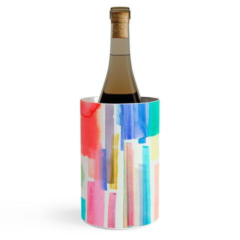 Ninola Design Brushstrokes Stripes Abstract Watercolor Wine Chiller