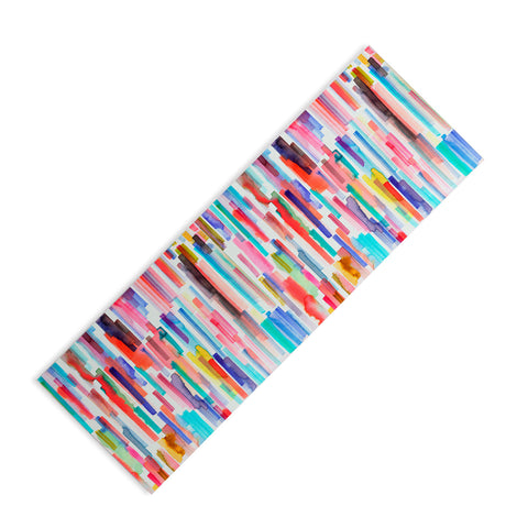 Ninola Design Brushstrokes Stripes Abstract Watercolor Yoga Mat
