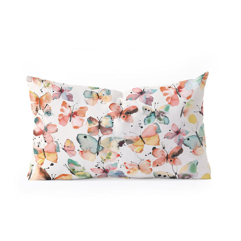 Ninola Design Butterflies watercolor countryside Oblong Throw Pillow
