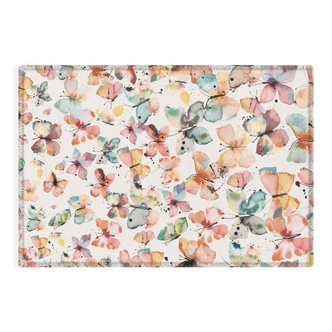 Ninola Design Butterflies watercolor countryside Outdoor Rug