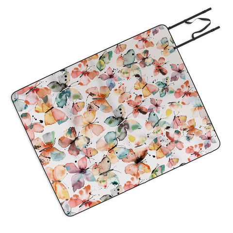 Ninola Design Butterflies watercolor countryside Picnic Blanket