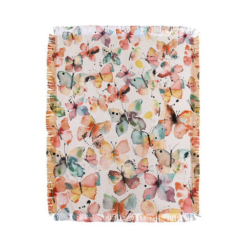 Ninola Design Butterflies watercolor countryside Throw Blanket