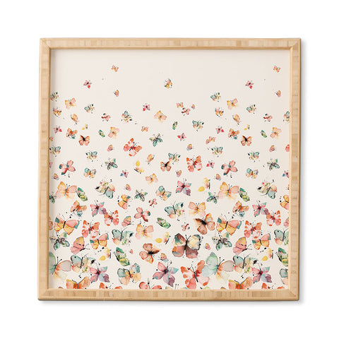 Ninola Design Butterflies watercolor gradation countryside Framed Wall Art