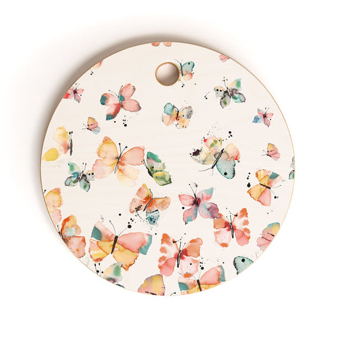 Ninola Design Butterflies watercolor gradation countryside Cutting Board Round