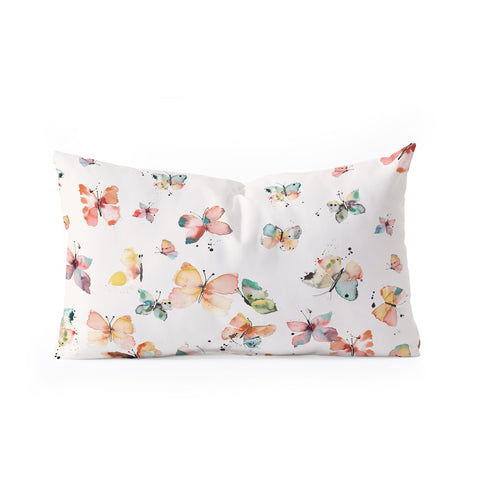 Ninola Design Butterflies watercolor gradation countryside Oblong Throw Pillow