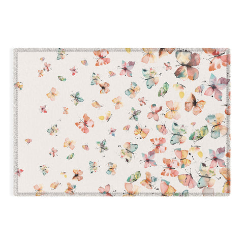 Ninola Design Butterflies watercolor gradation countryside Outdoor Rug