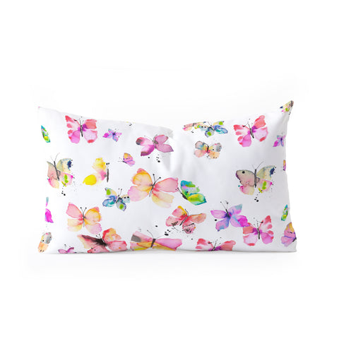 Ninola Design Butterflies watercolor gradation Oblong Throw Pillow
