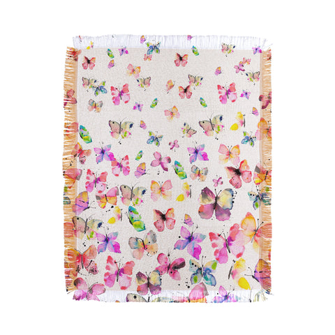 Ninola Design Butterflies watercolor gradation Throw Blanket